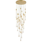Modern Long Gold Glass Raindrop Rod Pendant Light for Staircase/High - ceiling room - fovolighting