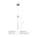Modern Long Gold Glass Raindrop Rod Pendant Light for Staircase/High - ceiling room - fovolighting