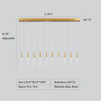 Modern Long Gold Glass Raindrop Rod Pendant Light for Staircase/High - ceiling room - fovolighting