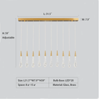 Modern Long Gold Glass Raindrop Rod Pendant Light for Staircase/High - ceiling room - fovolighting