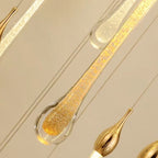 Modern Long Gold Glass Raindrop Rod Pendant Light for Staircase/High - ceiling room - fovolighting