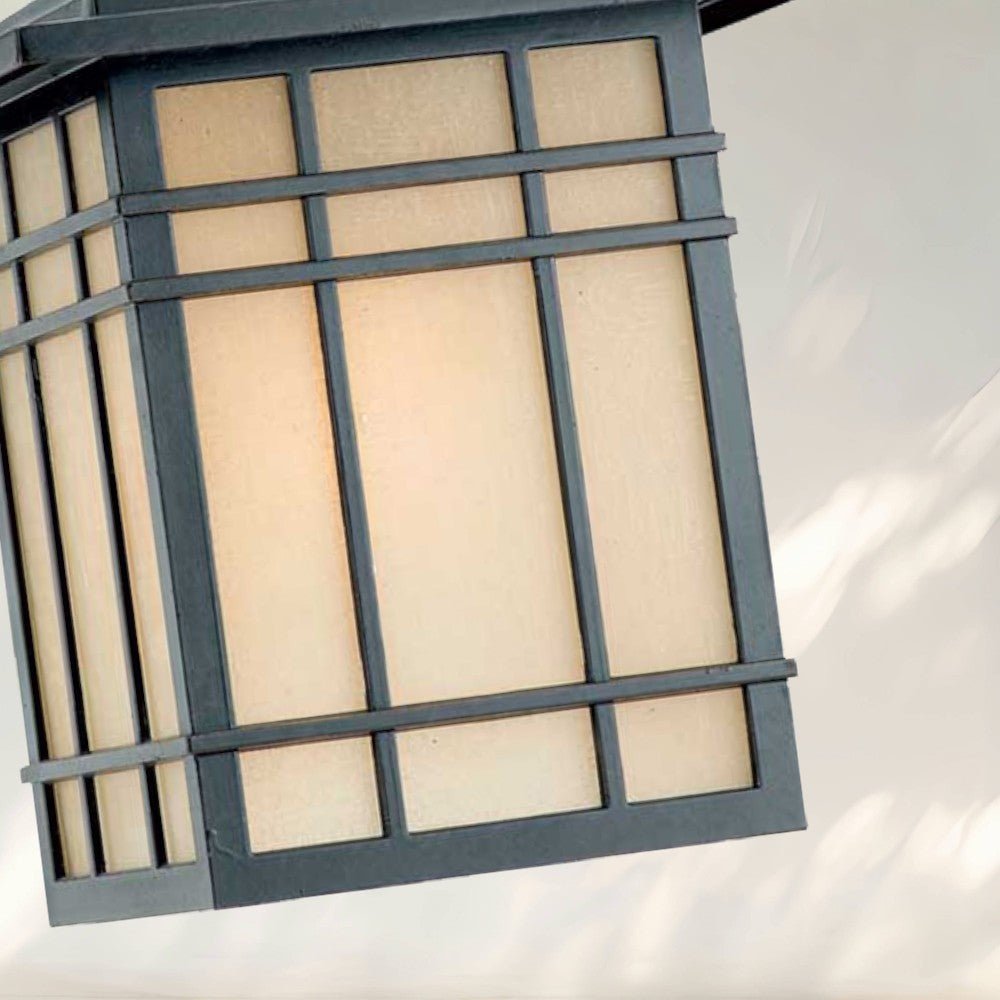 Modern Pendant Light with Black Metal Frame and Frosted Glass Shade - fovolighting