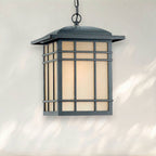 Modern Pendant Light with Black Metal Frame and Frosted Glass Shade - fovolighting