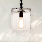 Modern Pendant Light with Clear Glass Shade and Black Metal Chain - fovolighting