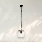 Modern Pendant Light with Clear Glass Shade and Black Metal Chain - fovolighting