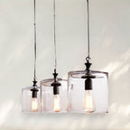 Modern Pendant Light with Clear Glass Shade and Black Metal Chain - fovolighting