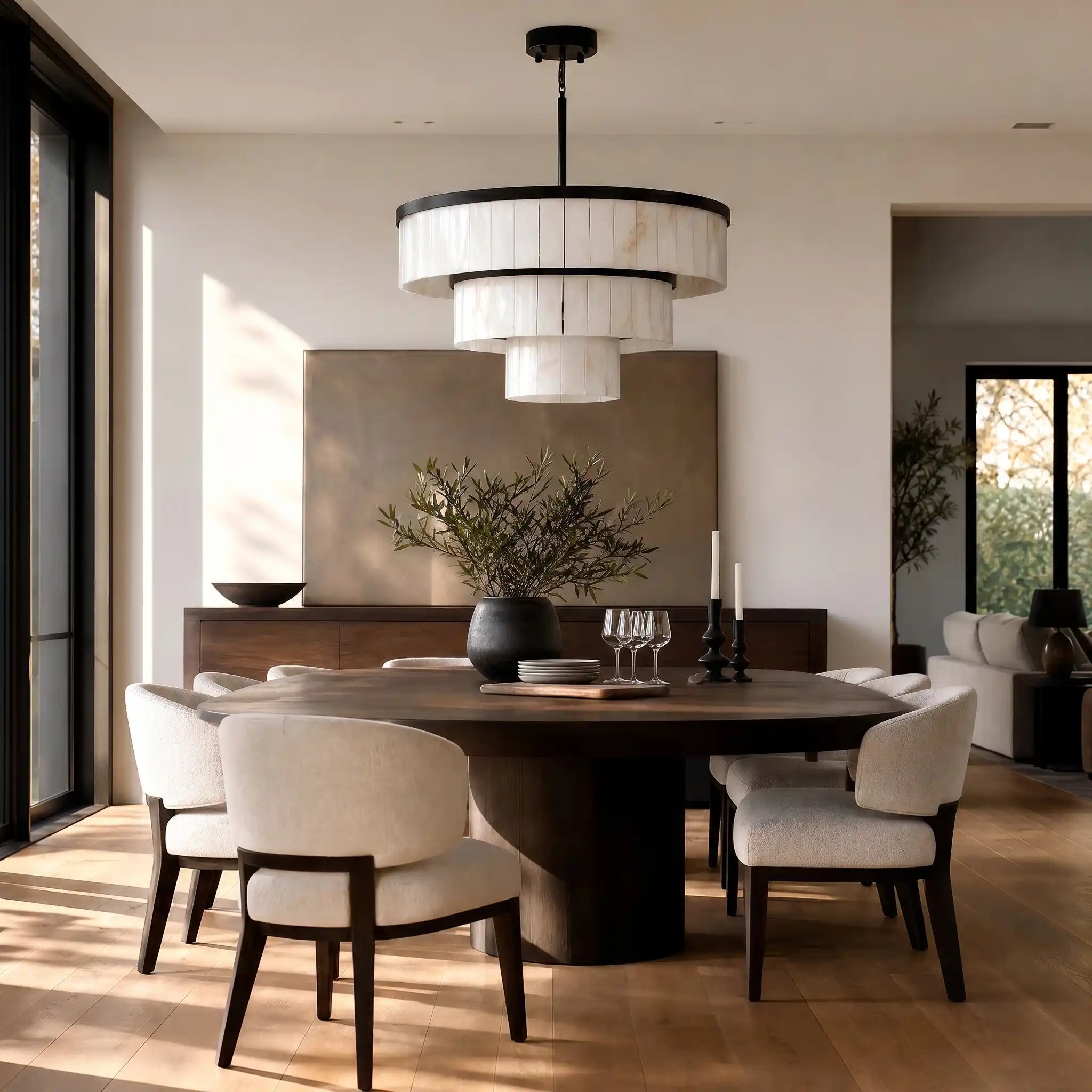 Modern Nature Alabaster 3 Tier Chandelier