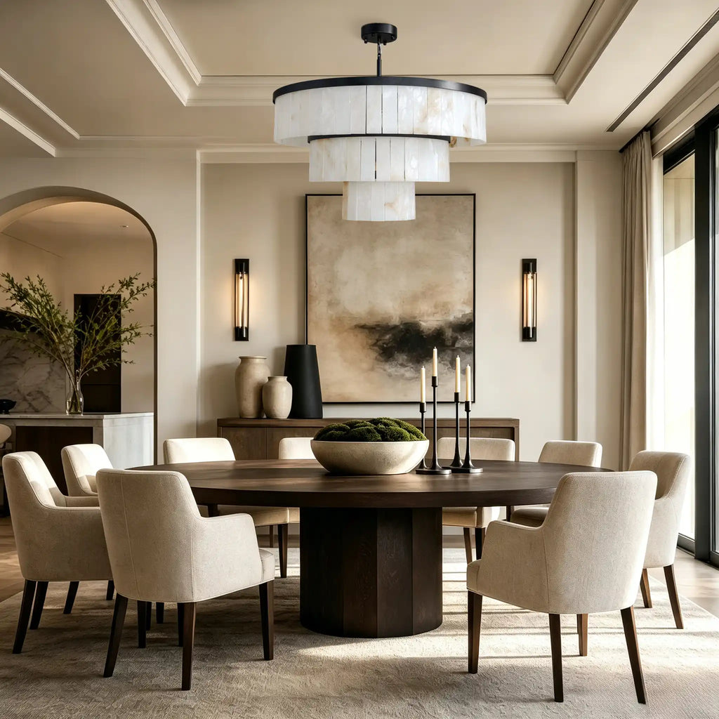 Modern Nature Alabaster 3 Tier Chandelier