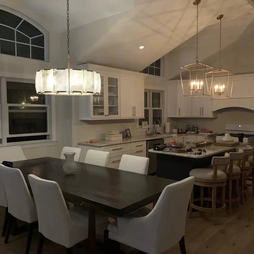 Modern Round Alabaster Chandelier for Living Room/Bedroom - fovolighting