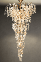 Modern Unique Artistic Flower Brass Branch Semi - flush Mount Chandelier for Living Room/ Hallway/ Entryway/ Staircase - fovolighting