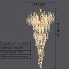Modern Unique Artistic Flower Brass Branch Semi - flush Mount Chandelier for Living Room/ Hallway/ Entryway/ Staircase - fovolighting