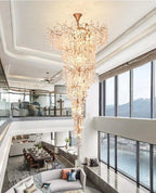 Modern Unique Artistic Flower Brass Branch Semi - flush Mount Chandelier for Living Room/ Hallway/ Entryway/ Staircase - fovolighting
