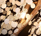 Modern Unique Artistic Flower Brass Branch Semi - flush Mount Chandelier for Living Room/ Hallway/ Entryway/ Staircase - fovolighting