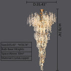 Modern Unique Artistic Flower Brass Branch Semi - flush Mount Chandelier for Living Room/ Hallway/ Entryway/ Staircase - fovolighting