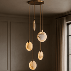 Moonshade 5 - Light Marble Chandelier - fovolighting