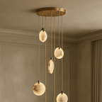 Moonshade 5 - Light Marble Chandelier - fovolighting