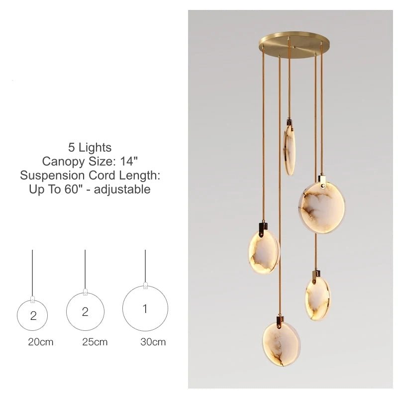 Moonshade 5 - Light Marble Chandelier - fovolighting