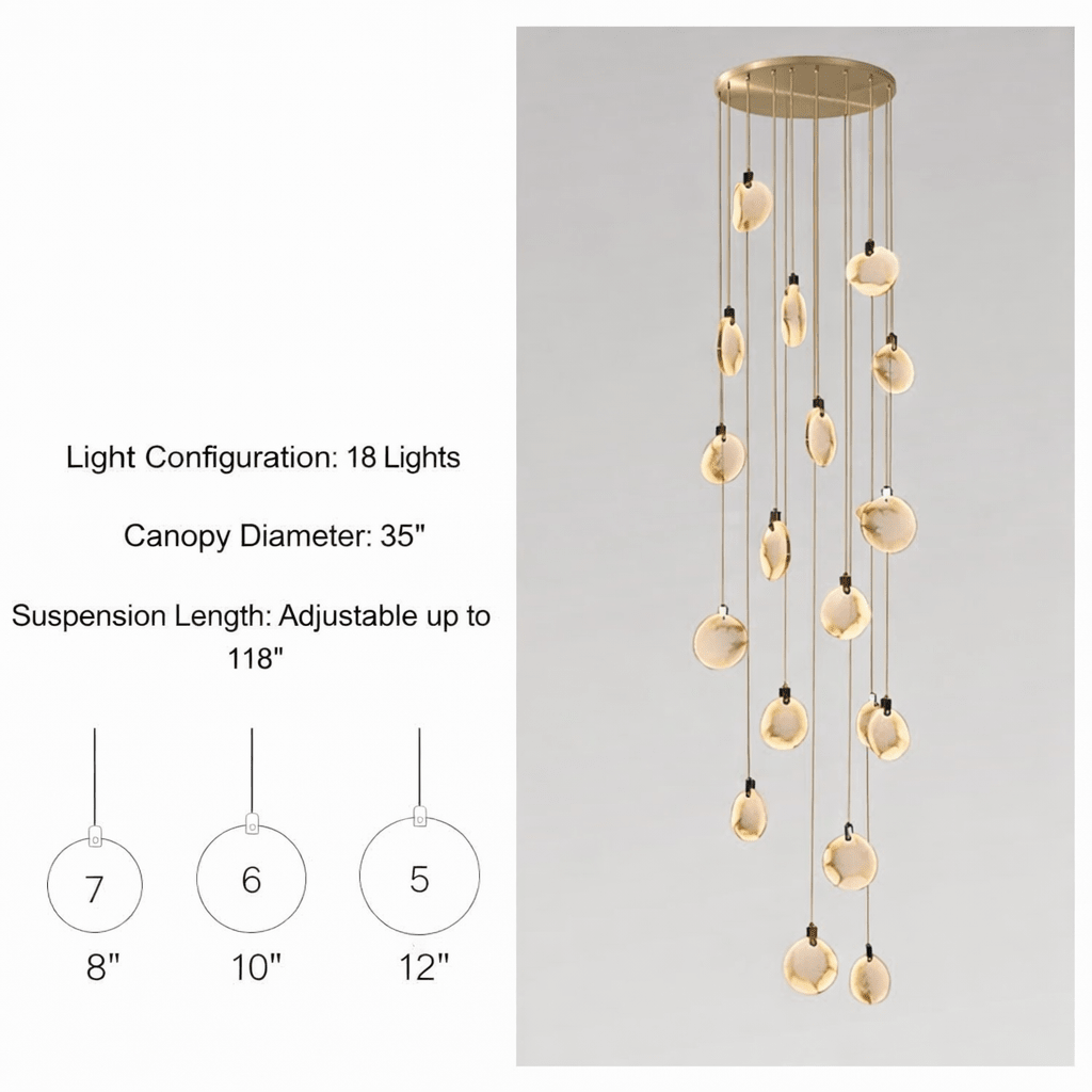 Moonshade Marble Disc Chandelier - fovolighting