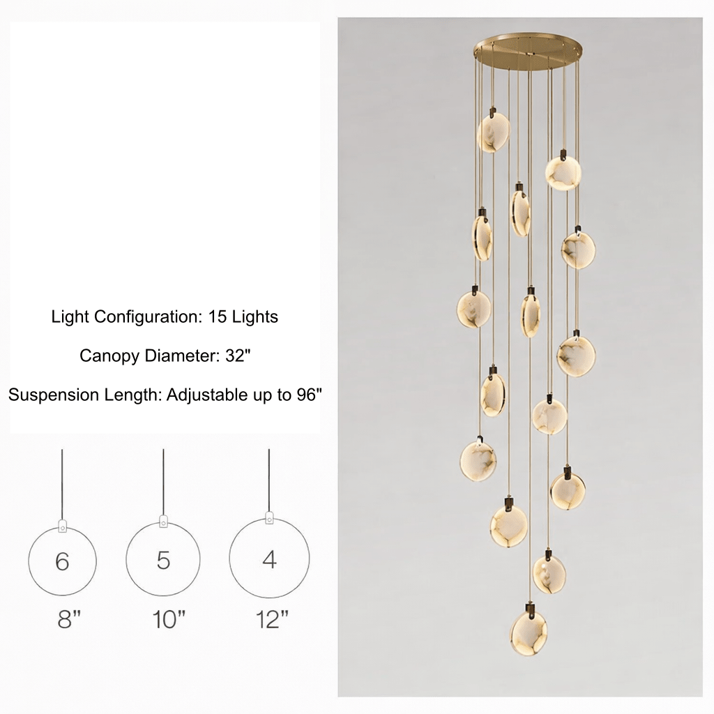 Moonshade Marble Disc Chandelier - fovolighting