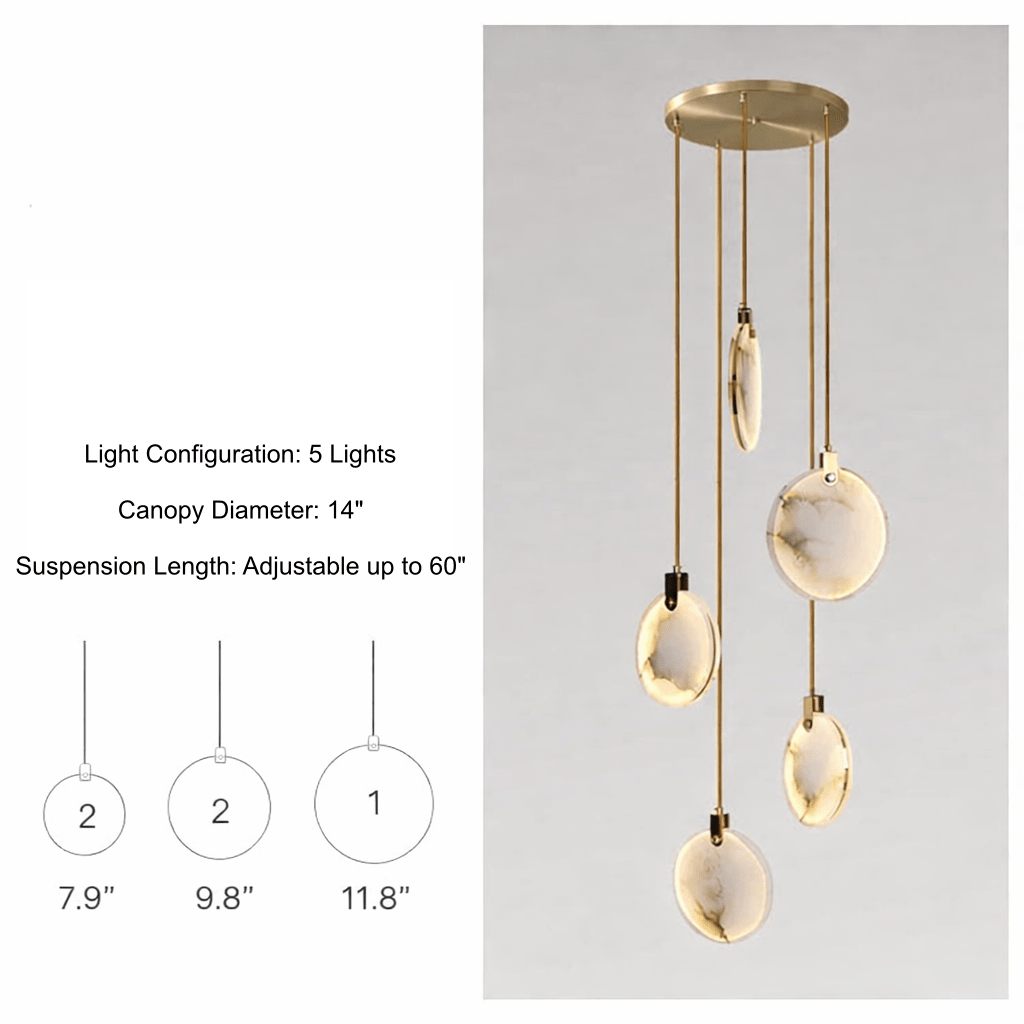Moonshade Marble Disc Chandelier - fovolighting