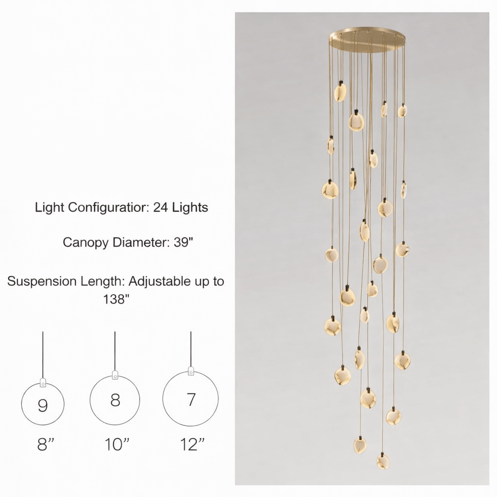 Moonshade Marble Disc Chandelier - fovolighting