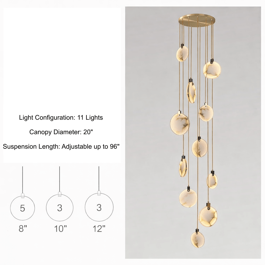 Moonshade Marble Disc Chandelier - fovolighting