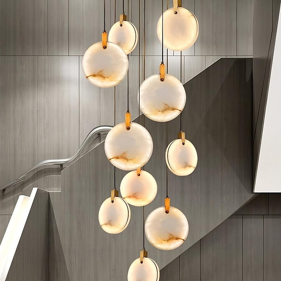 Moonshade Marble Disc Chandelier - fovolighting