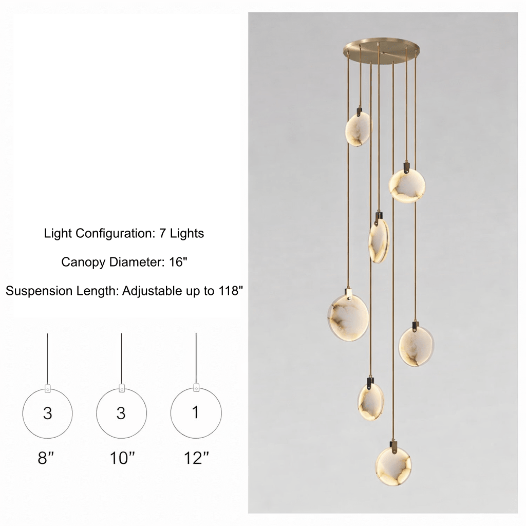 Moonshade Marble Disc Chandelier - fovolighting