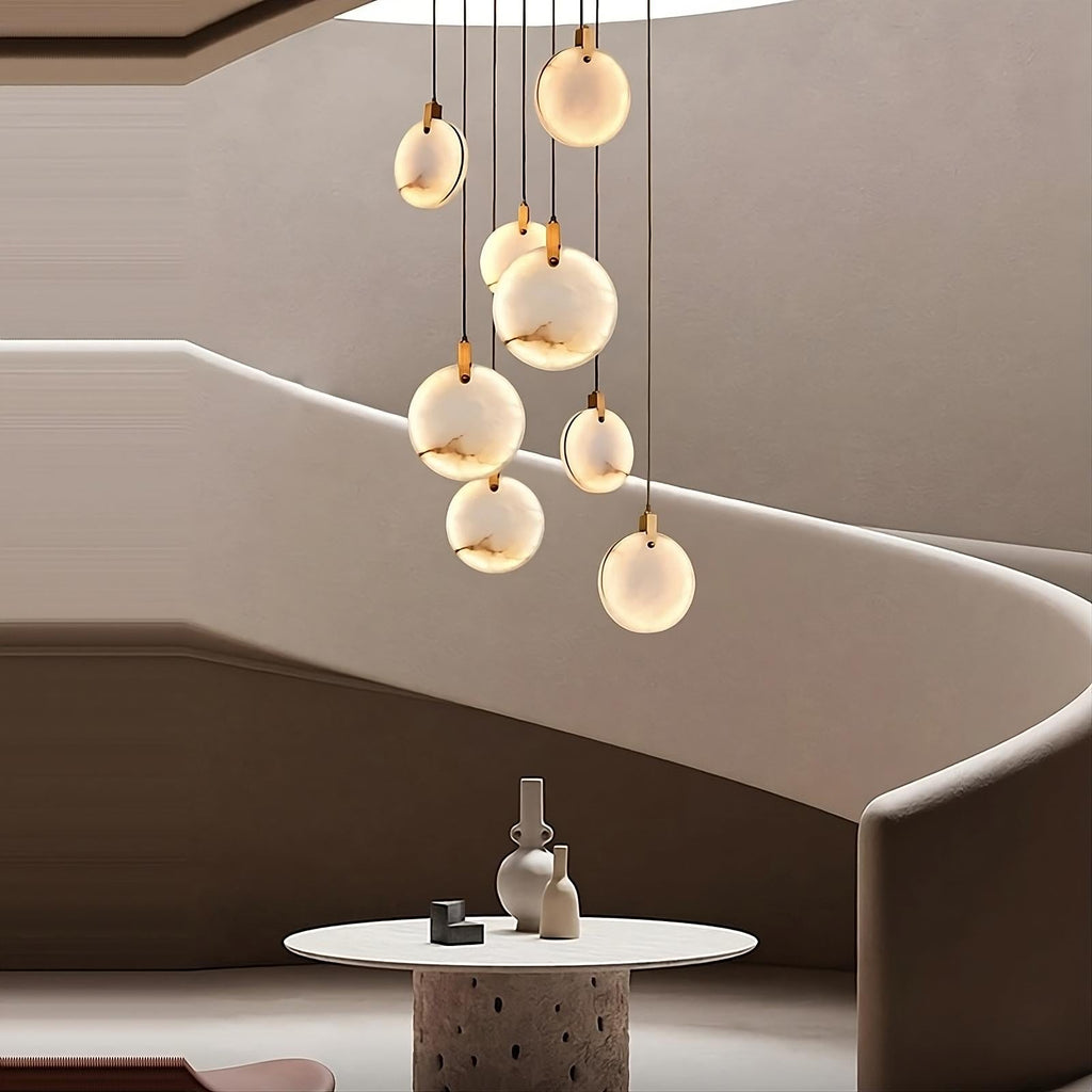Moonshade Marble Disc Chandelier - fovolighting