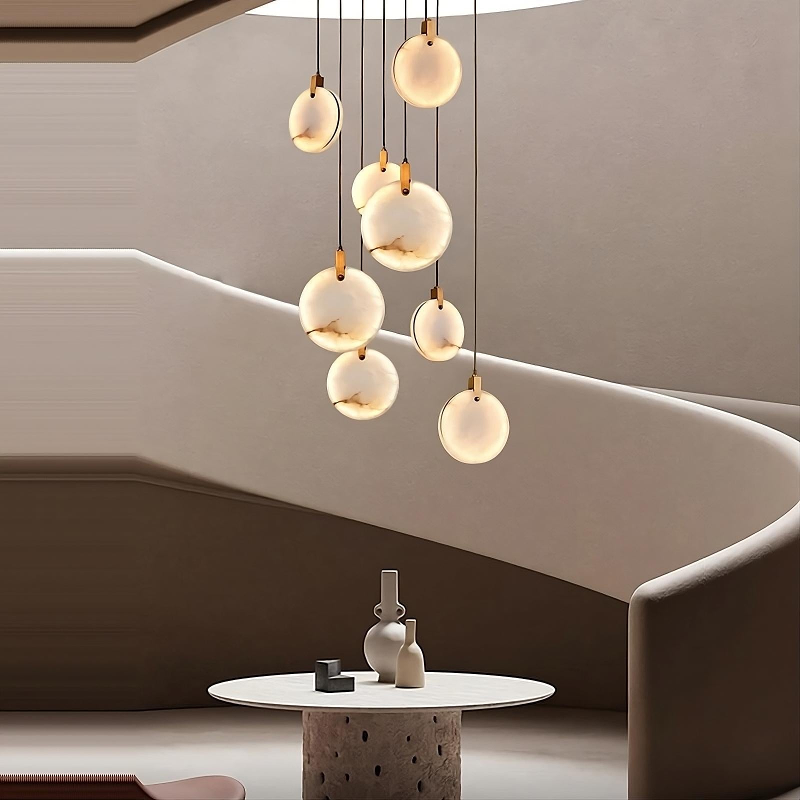 Moonshade Marble Disc Chandelier - fovolighting