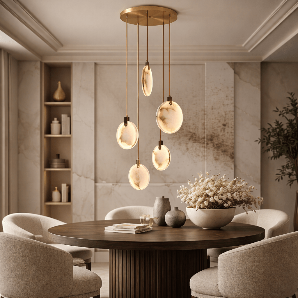 Moonshade Marble Disc Chandelier - fovolighting