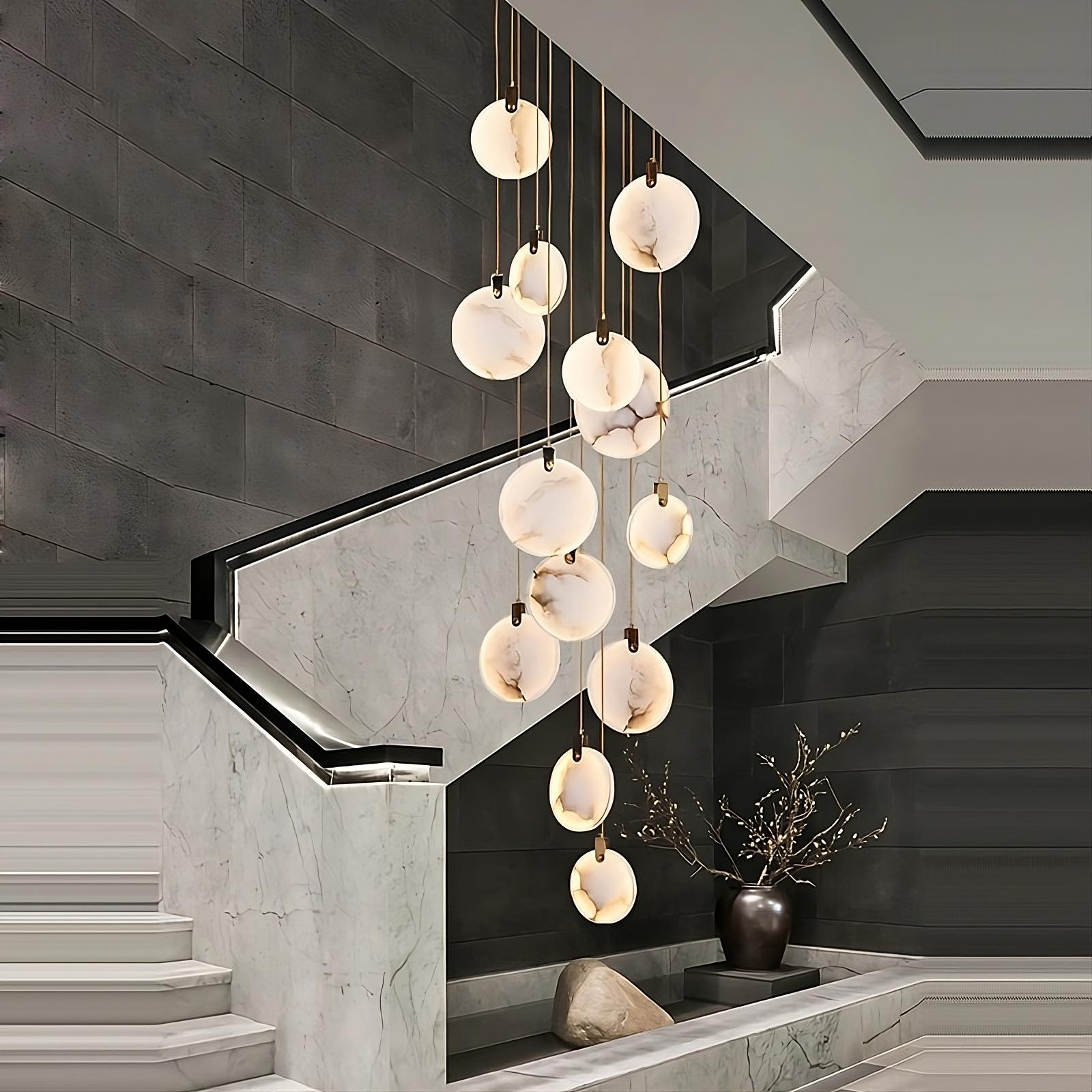 Moonshade Marble Disc Chandelier - fovolighting