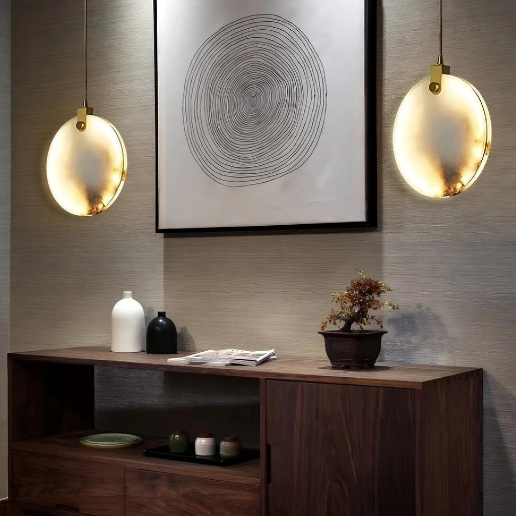 Moonshade Natural Marble Pendant Light - fovolighting