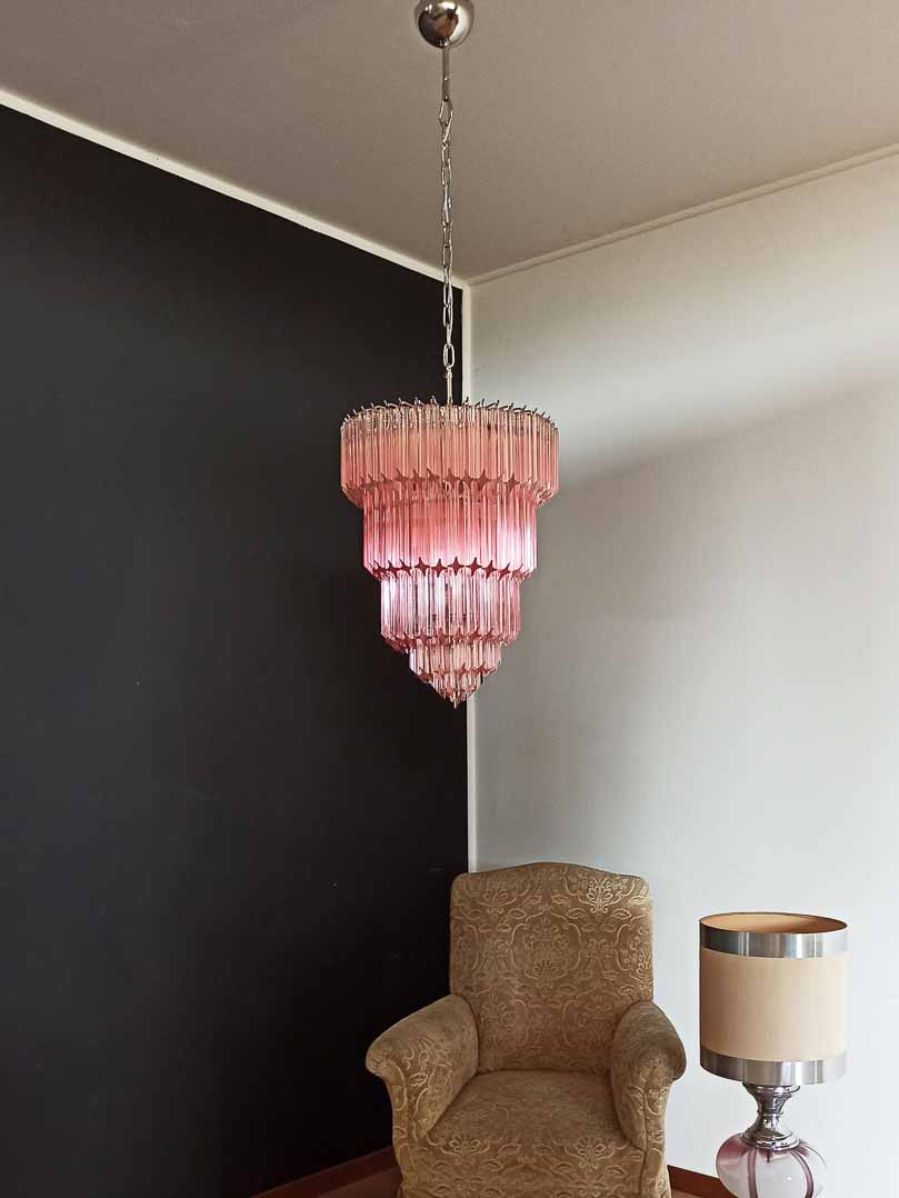 Murano Chandelier – 112 prisms – Pink - fovolighting