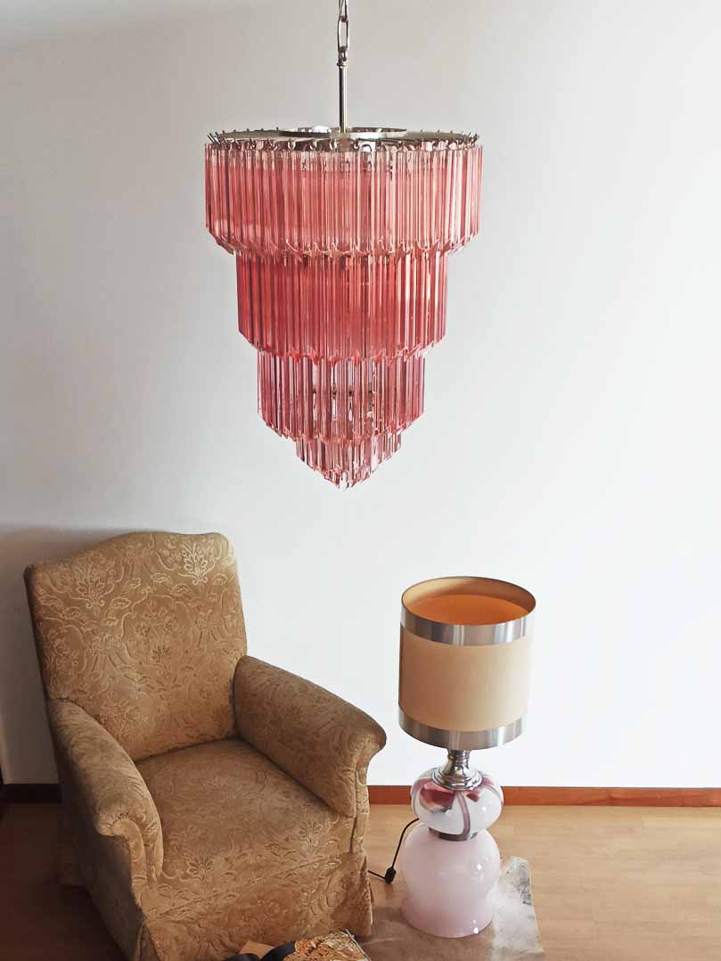Murano Chandelier – 112 prisms – Pink - fovolighting