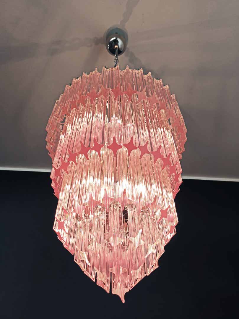 Murano Chandelier – 112 prisms – Pink - fovolighting