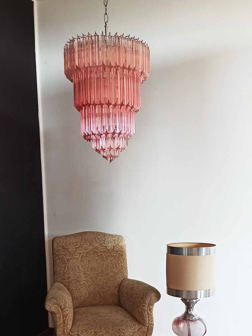 Murano Chandelier – 112 prisms – Pink - fovolighting