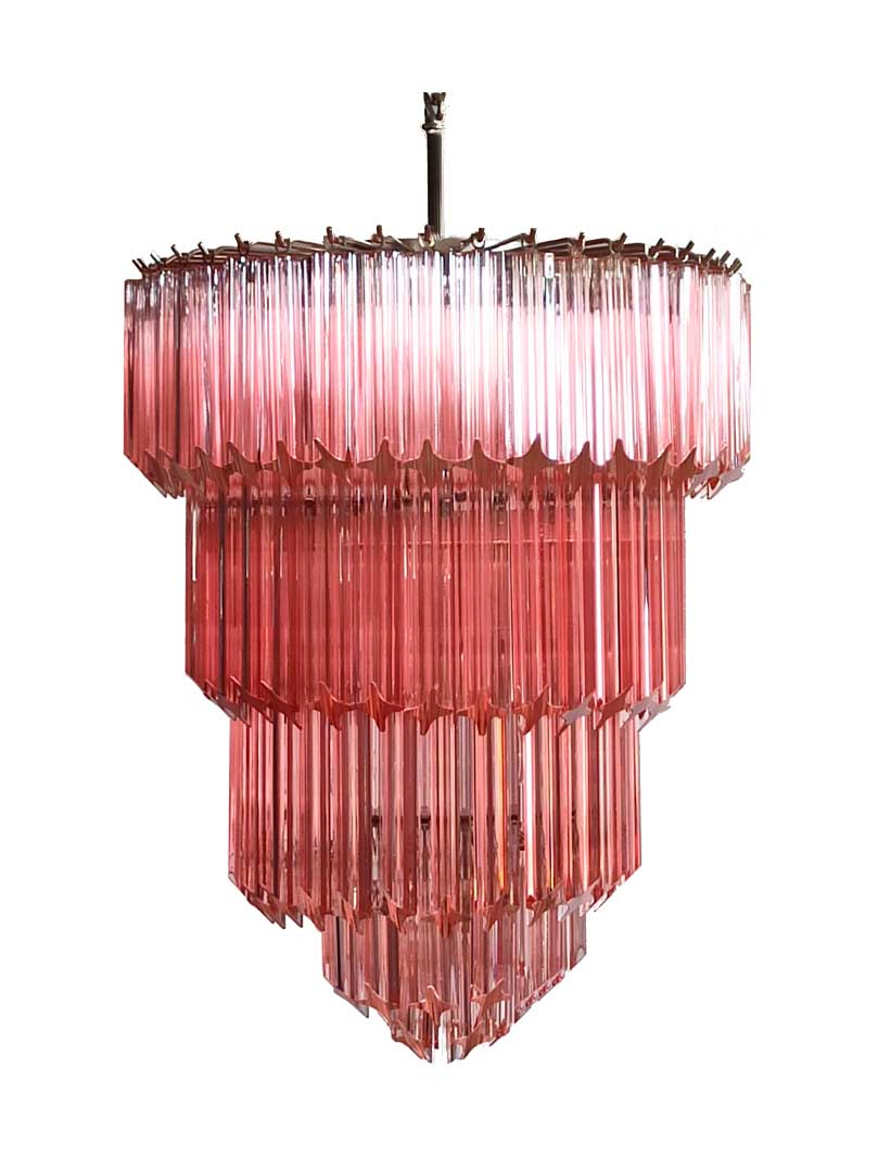 Murano Chandelier – 112 prisms – Pink - fovolighting