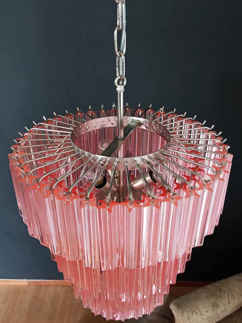 Murano Chandelier – 112 prisms – Pink - fovolighting