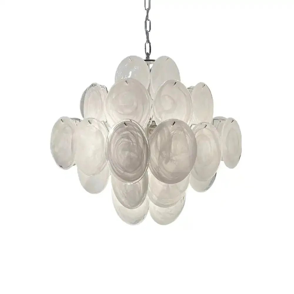 Murano Chandelier 36 White Disks - fovolighting