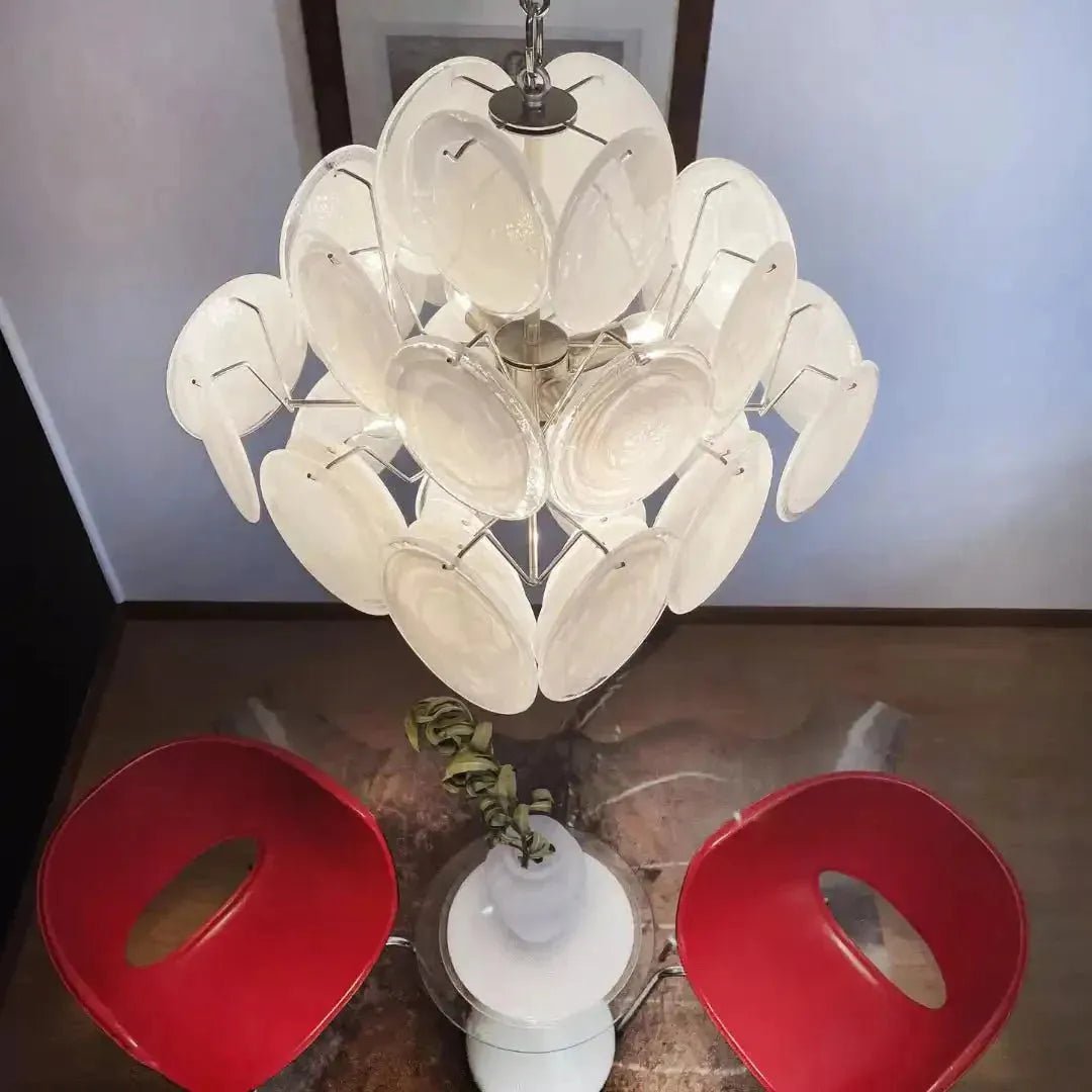 Murano Chandelier 36 White Disks - fovolighting