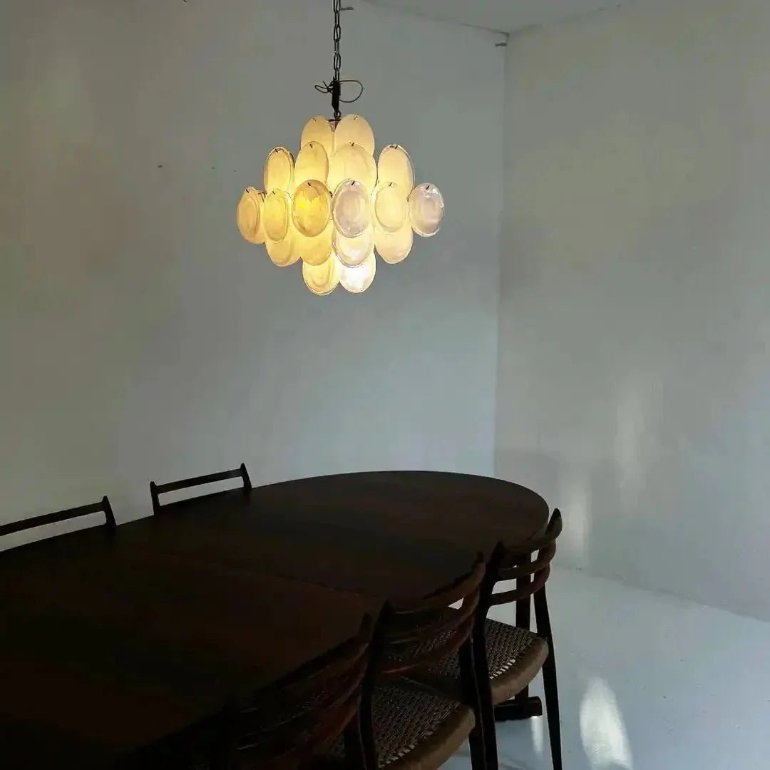 Murano Chandelier 36 White Disks - fovolighting
