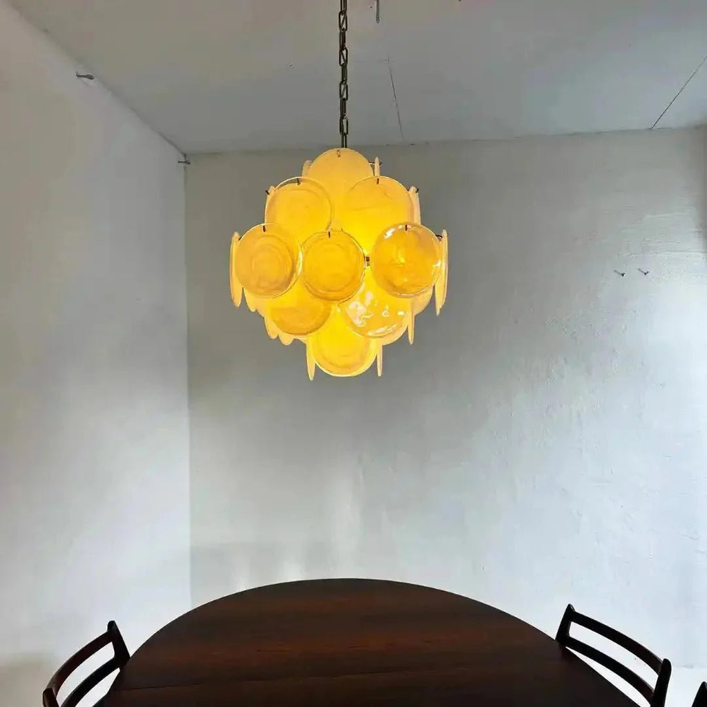 Murano Chandelier 36 White Disks - fovolighting