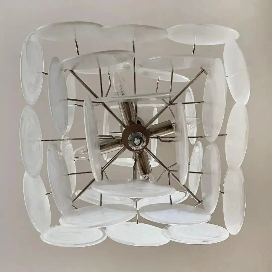 Murano Chandelier 36 White Disks - fovolighting
