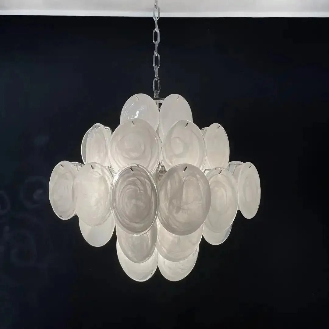 Murano Chandelier 36 White Disks - fovolighting