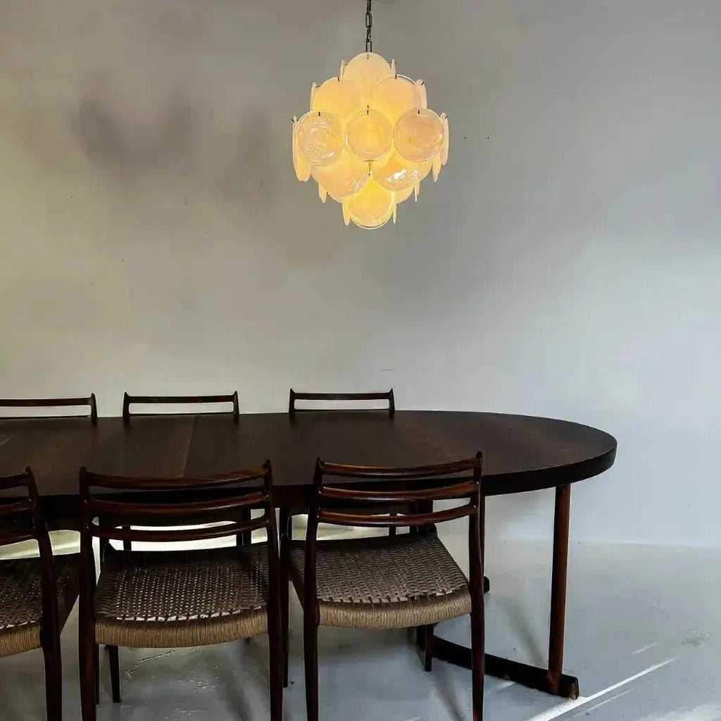 Murano Chandelier 36 White Disks - fovolighting