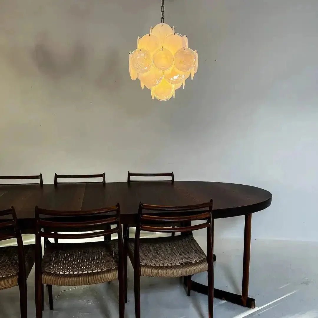 Murano Chandelier 36 White Disks - fovolighting