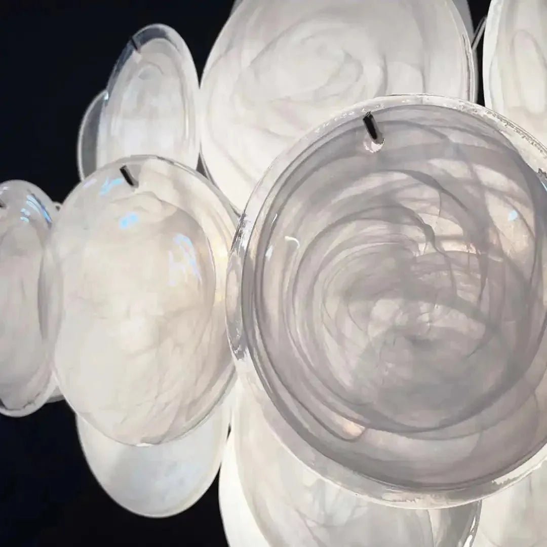 Murano Chandelier 36 White Disks - fovolighting