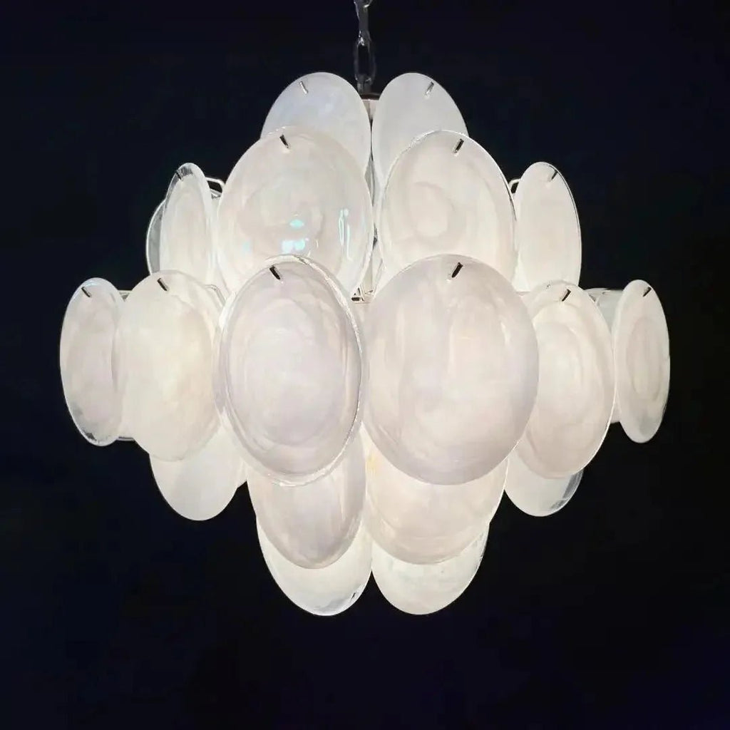 Murano Chandelier 36 White Disks - fovolighting