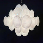 Murano Chandelier 36 White Disks - fovolighting